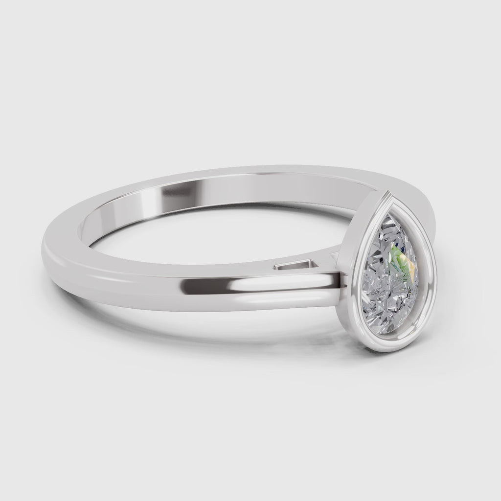 0.50 Ct Pear Shape Solitaire Diamond Ring| 14K White Gold