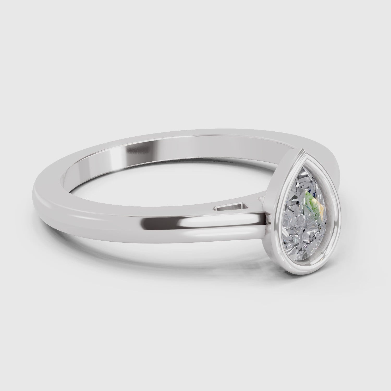 0.50 Ct Pear Shape Solitaire Diamond Ring| 14K White Gold