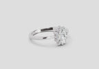 0.77 Ct Oval Shape Halo Diamond Engagement  Ring | 14K White Gold