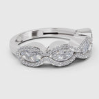 1.64 Carat Oval Shape Halo Wave Engagement Ring | 14K White Gold