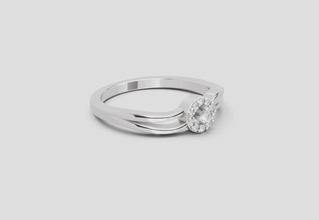 0.09 Ct Round Halo Ring  14K White Gold