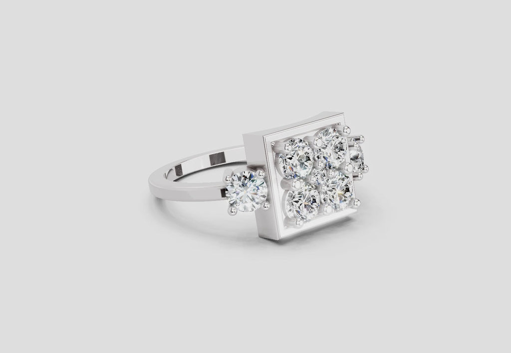 0.95 Carat Crystal Court Promise Engagement Ring | 14K White Gold