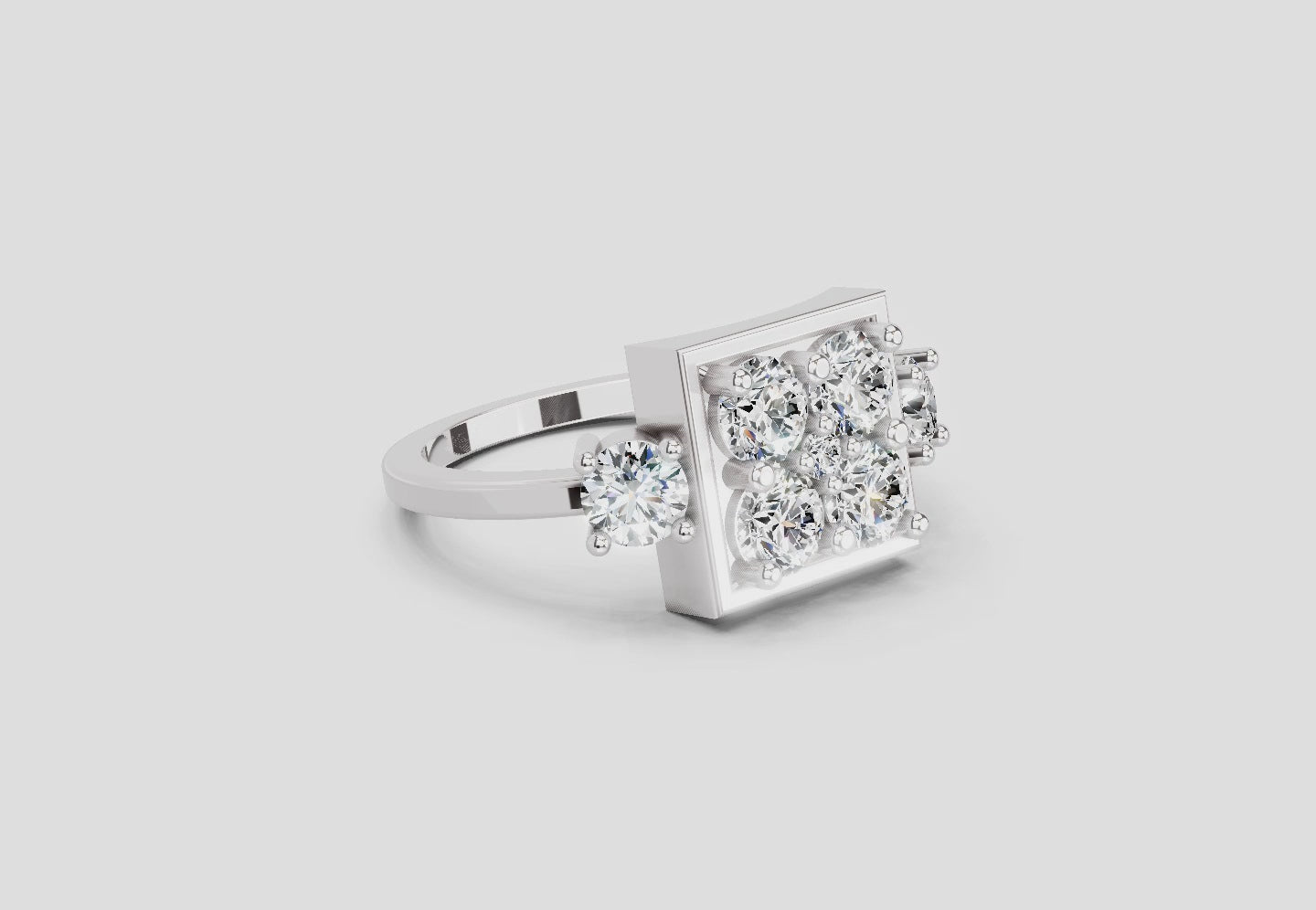 0.95 Carat Crystal Court Promise Engagement Ring | 14K White Gold