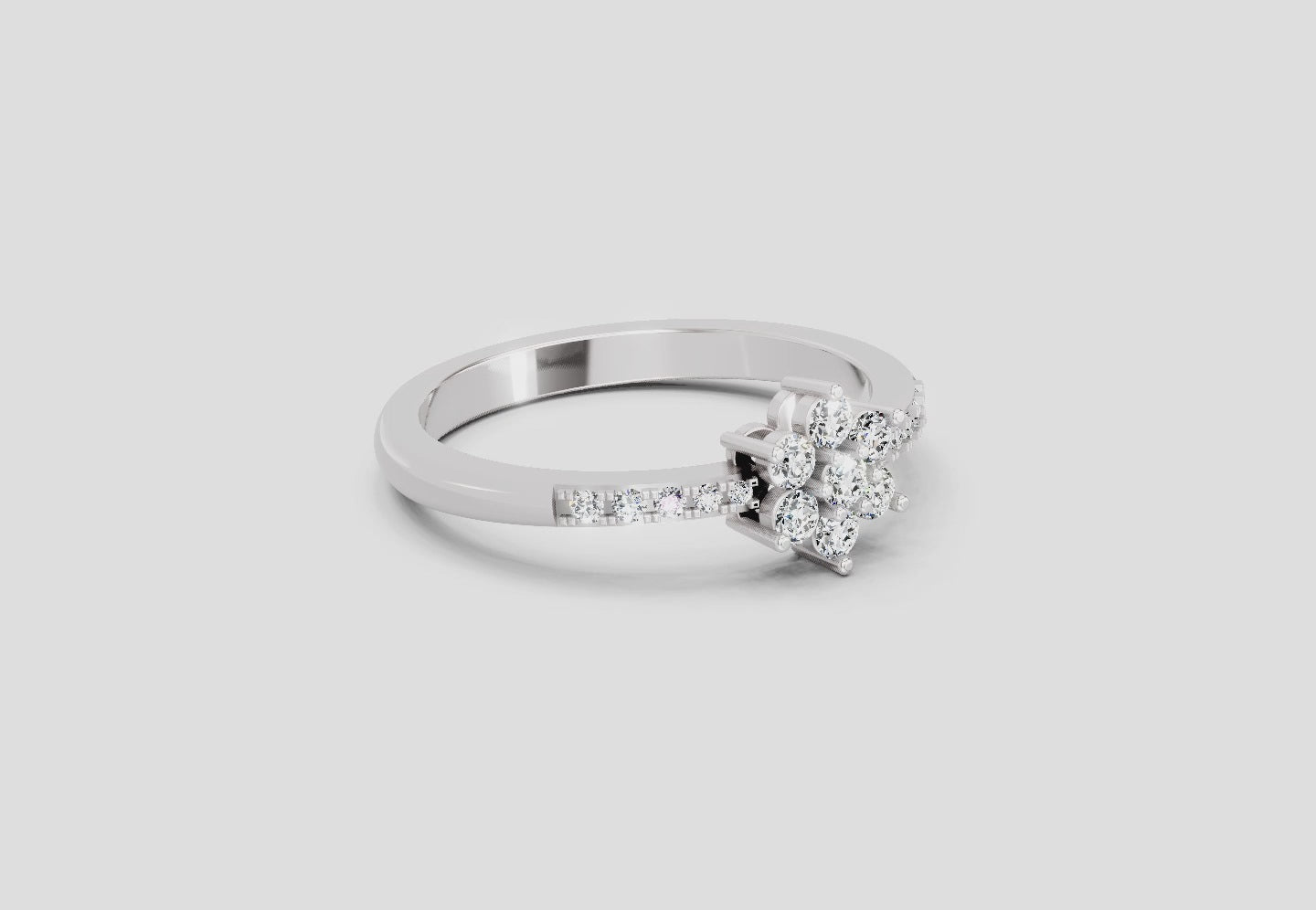 0.33 Ct Flower Ring | 14K White Gold