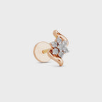 0.07 Ct Swirl Nose Pin Round Shape | 14K Yellow Gold