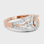 0.36 Carat Pear & Round Shape Diamond Bypass Ring | 14K Rose Gold