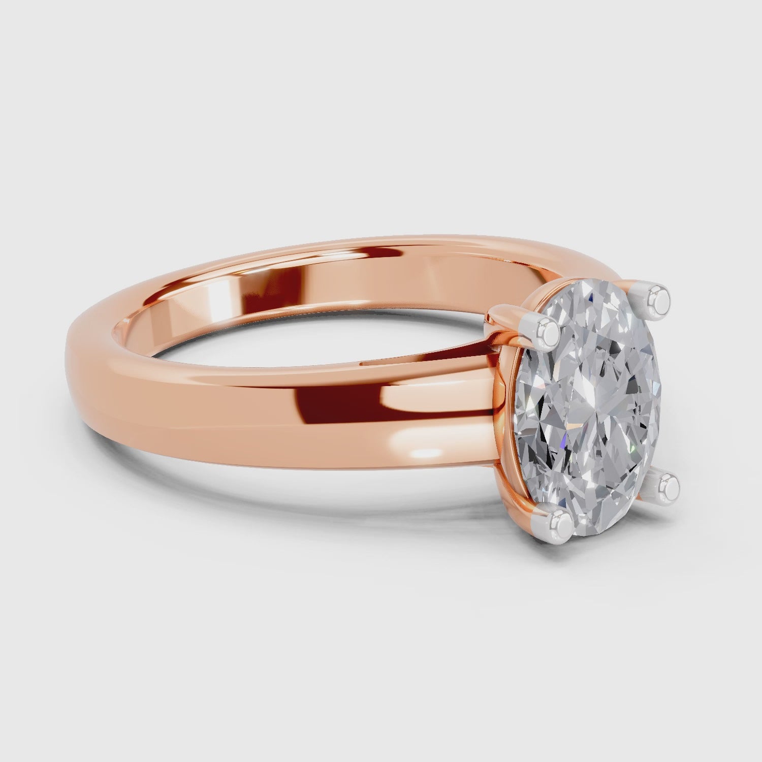 1 Ct Oval Shape Solitaire Diamond Ring| 14K Rose Gold