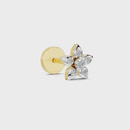 0.06 Ct Floral Stud Round Shape Nose Pin | 14K Yellow Gold