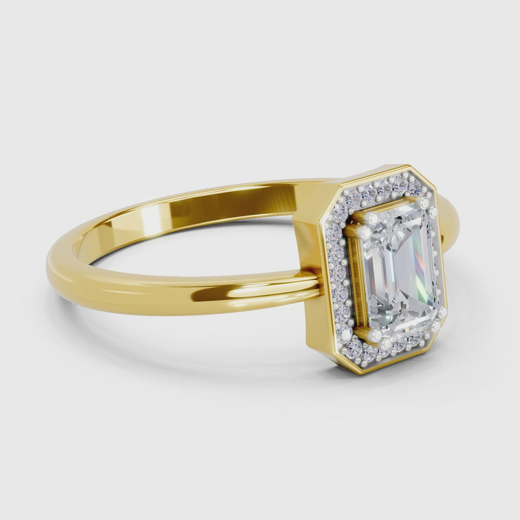 0.68 Carat Emerald Cut Engagement Ring | 14K Yellow Gold