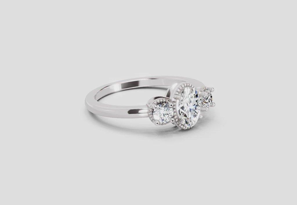 0.88 Carat Nova Trinity Promise  Engagement Ring | 14K White Gold