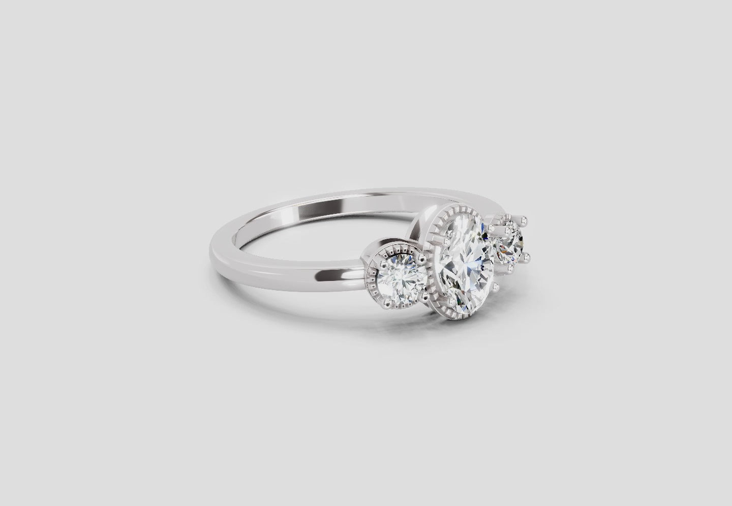 0.88 Carat Nova Trinity Promise  Engagement Ring | 14K White Gold