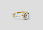 0.93 Carat Round Shape Halo Diamond Ring | 14K Yellow Gold