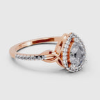 0.62 Carat Pear Shape Halo Engagement Ring | 14K Rose Gold
