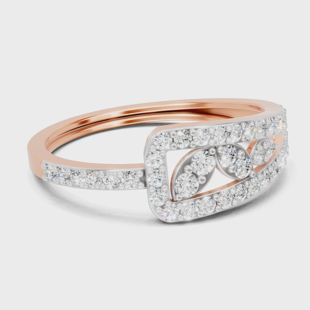 0.49 Carat Round Shape Diamond Cluster Ring | 14K Rose Gold