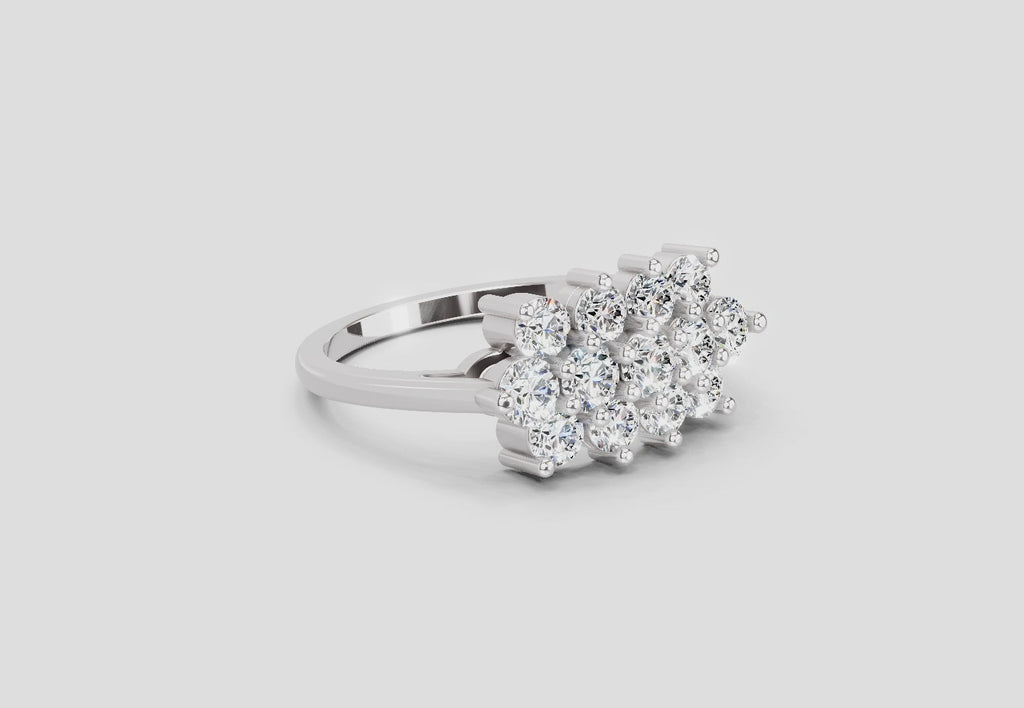1.02 Carat Diamond Cluster Bloom Promise Engagement Ring | 14K White Gold