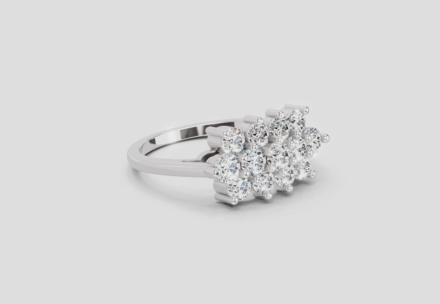1.02 Carat Diamond Cluster Bloom Promise Engagement Ring | 14K White Gold