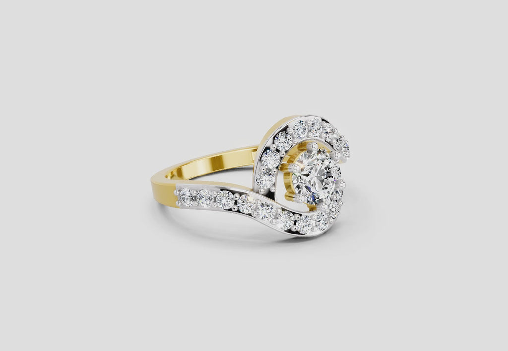 1.29 Ct Round Halo 14K Yellow Gold
