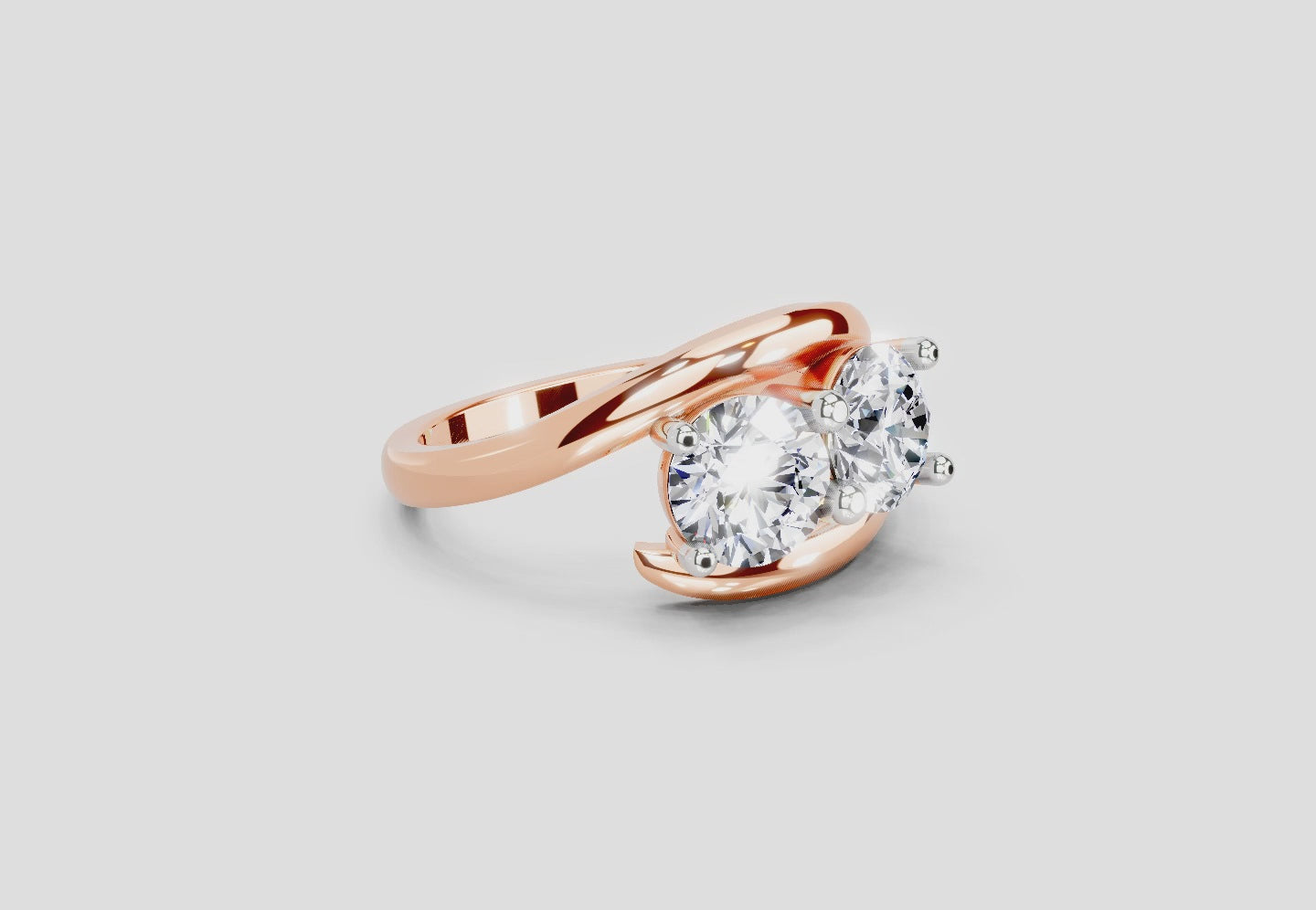 1.5 Ct Round Two Stone Ring | 14K Rose Gold