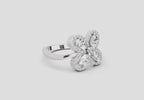 1.72 Ct Oval Flower Ring | 14K White Gold