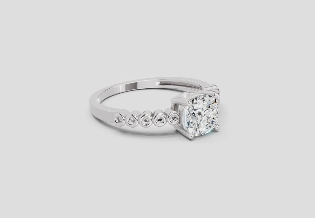 0.58 Ct Cushion Engagement Ring | 14K White Gold