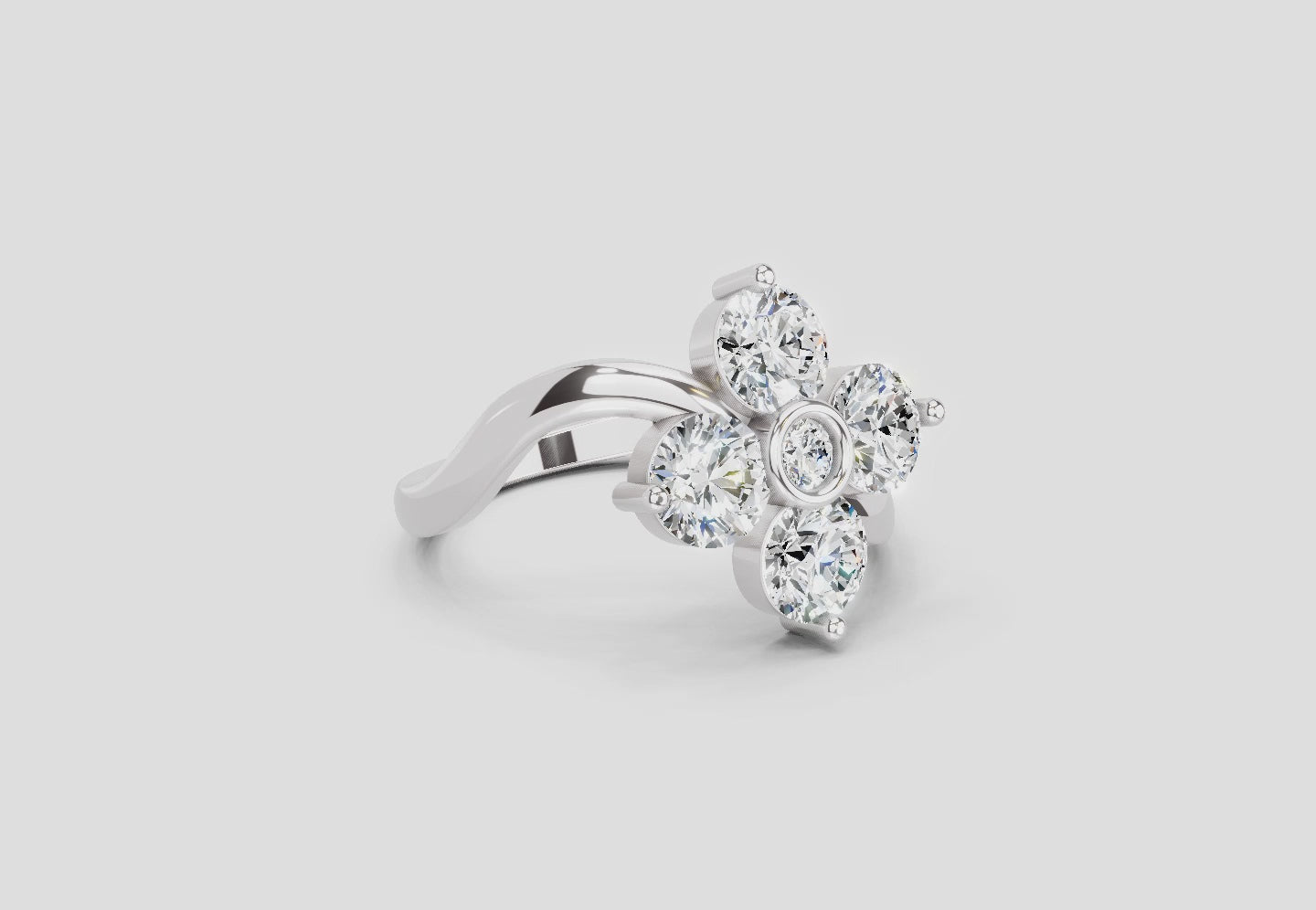 1.63 Ct Round Four Stone Ring | 14K White Gold