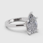 4 Ct Pear Shape Solitaire Diamond Ring| 14K White Gold