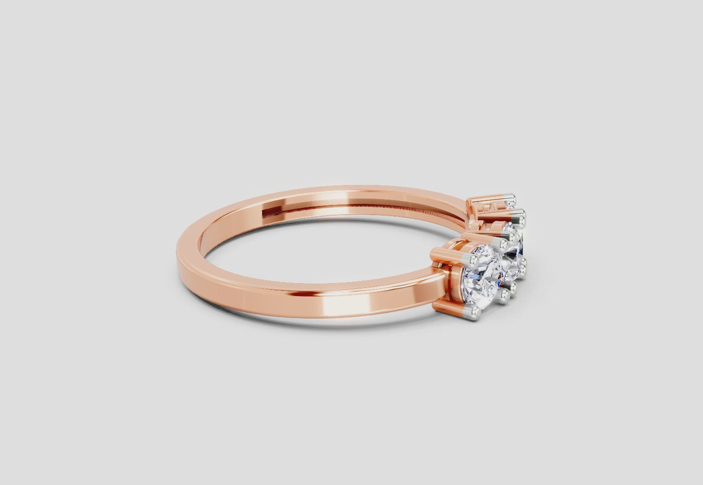 3 Stone 0.75 Ct  Round Shape Diamond | 14K Rose Gold