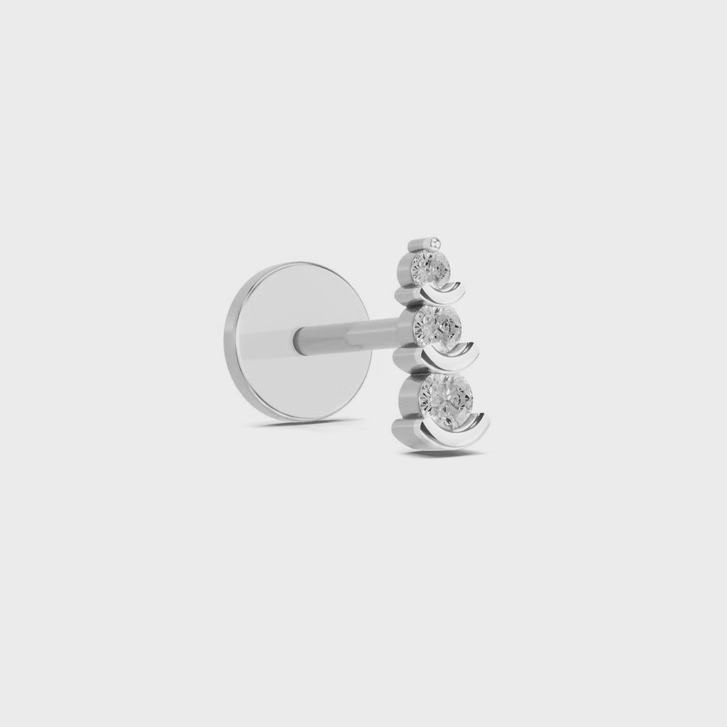 3 Stone Nosepin 0.06 Ct | 14Kt Yellow Gold