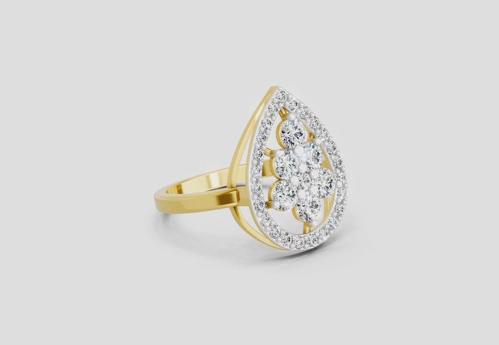 1.01 CT Round Cluster Diamond Ring | 14K Yellow Gold