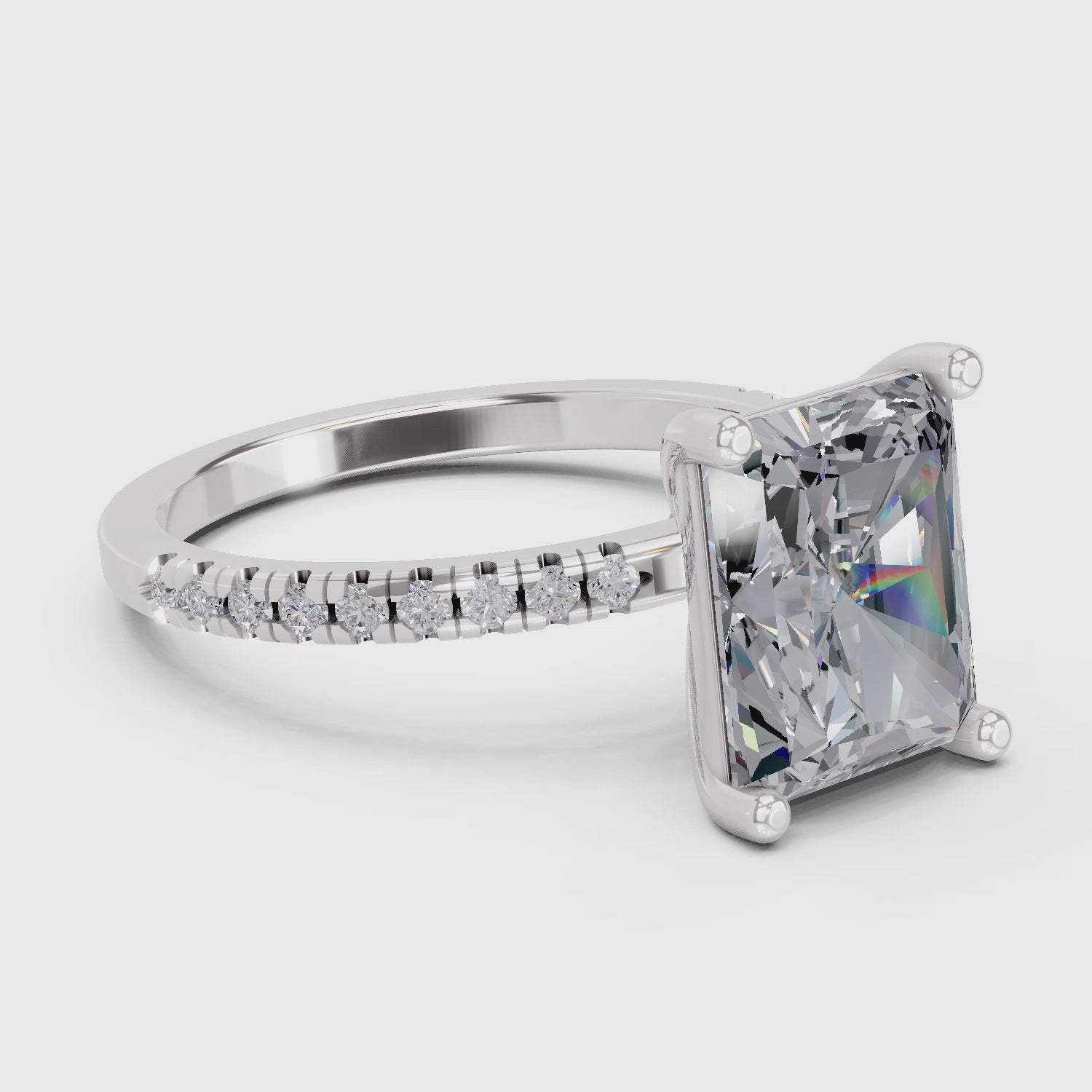 4.25 Ct Radiant Shape Solitaire Diamond Ring| 14K White Gold