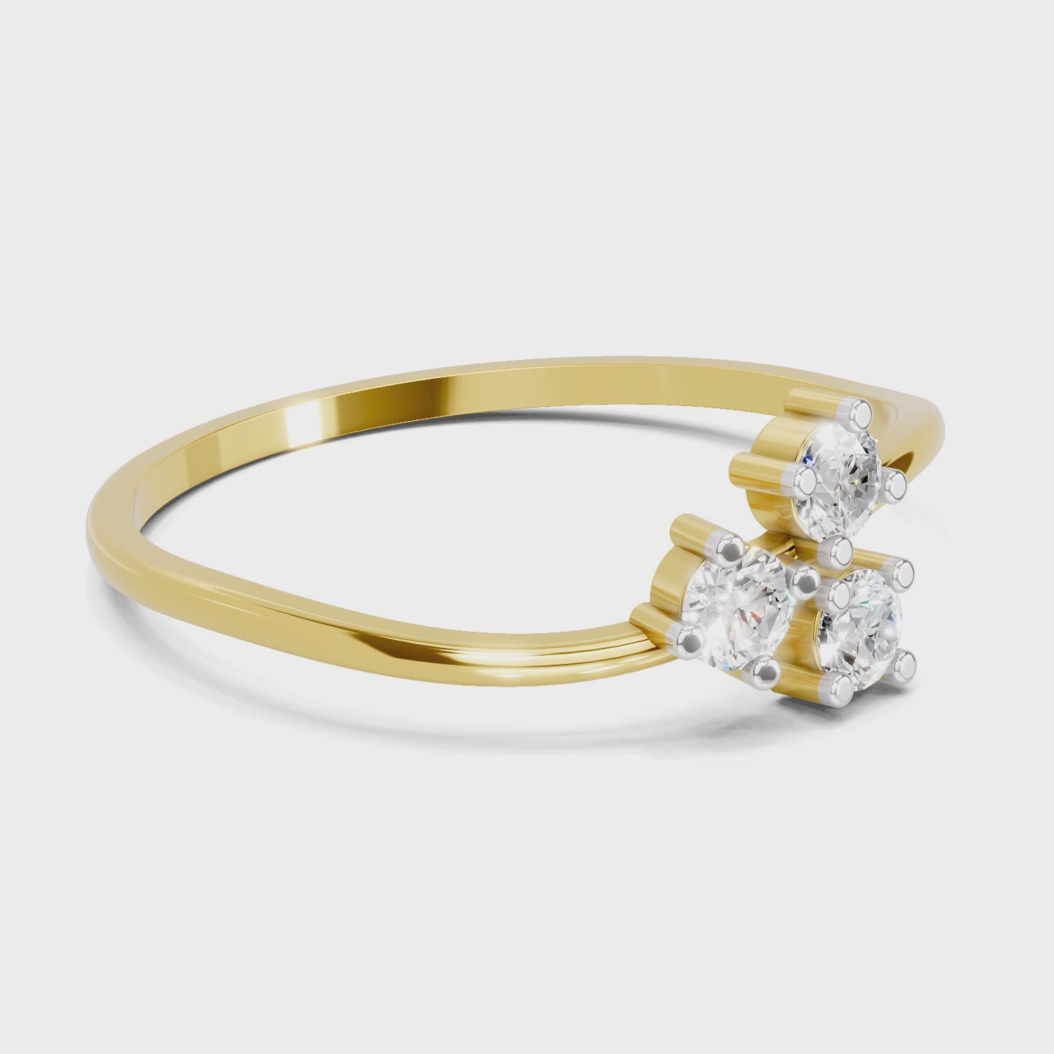0.18 Carat Threefold Diamond Engagement Ring | 14K Yellow Gold