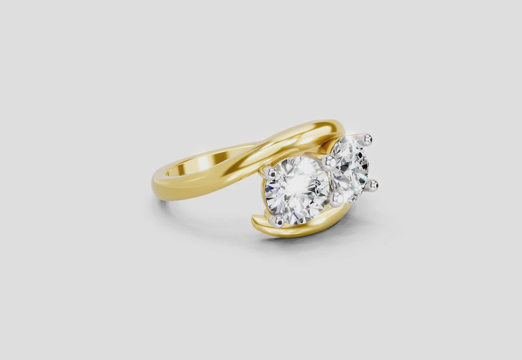 1.5 Ct Round Two Stone Ring | 14K Yellow Gold