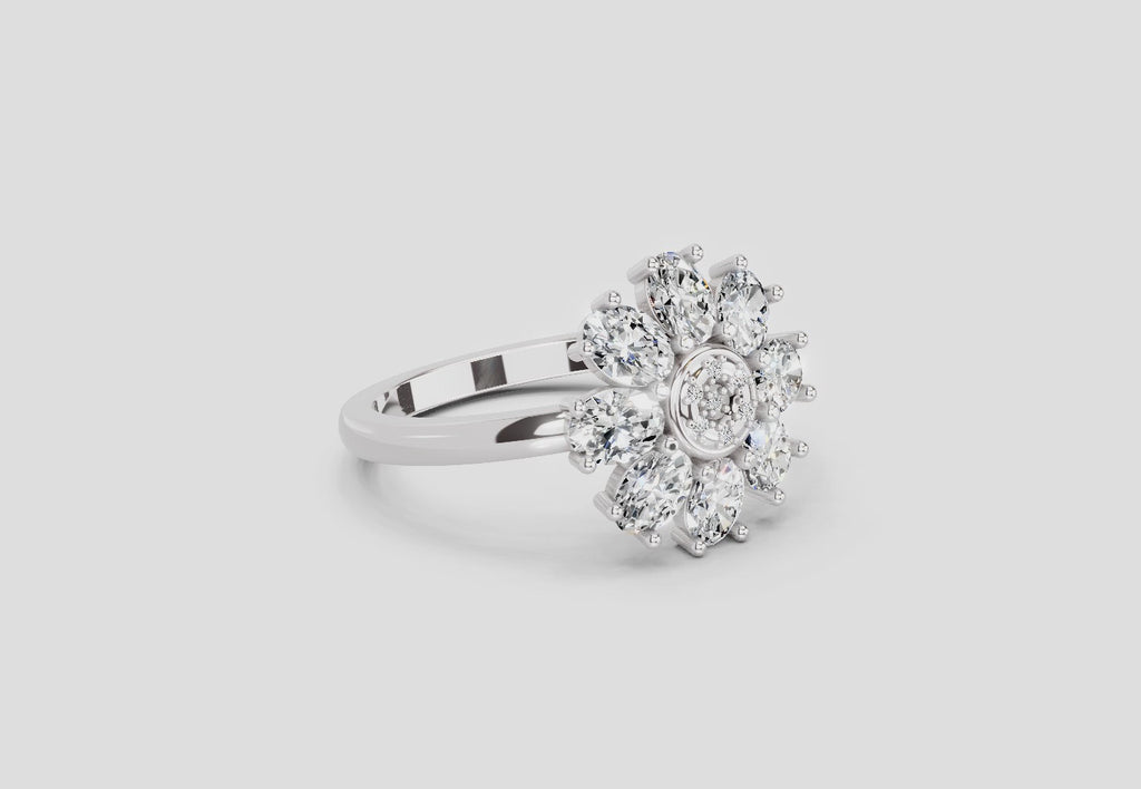 1.63 Carat Daisy Royale Promise  Engagement Ring | 14K White Gold