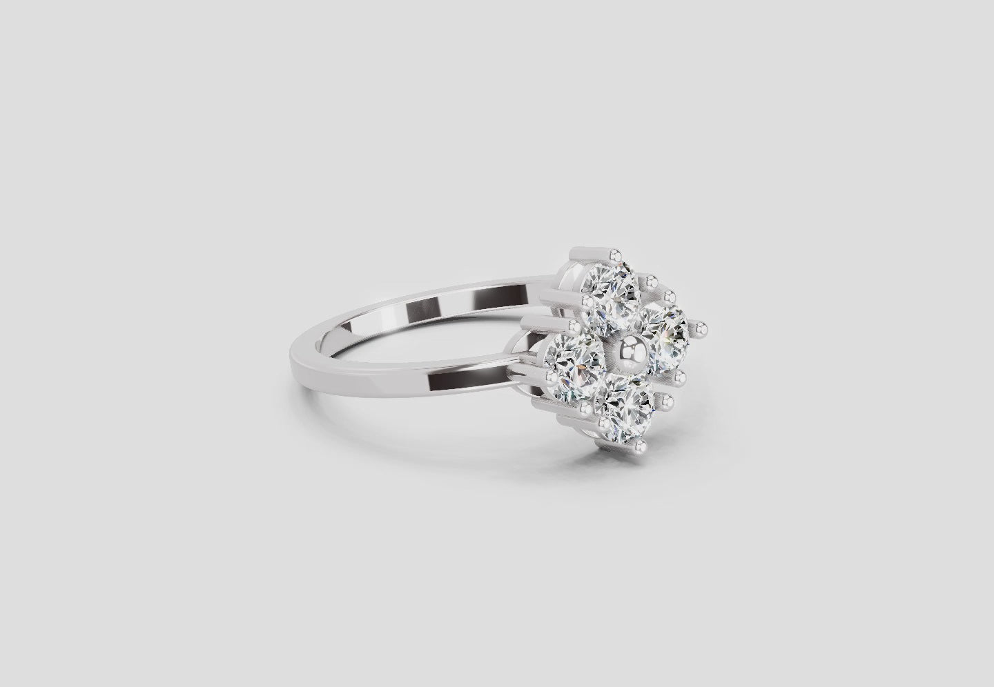 0.76 Carat Starflower promise Engagement Ring | 14K White Gold