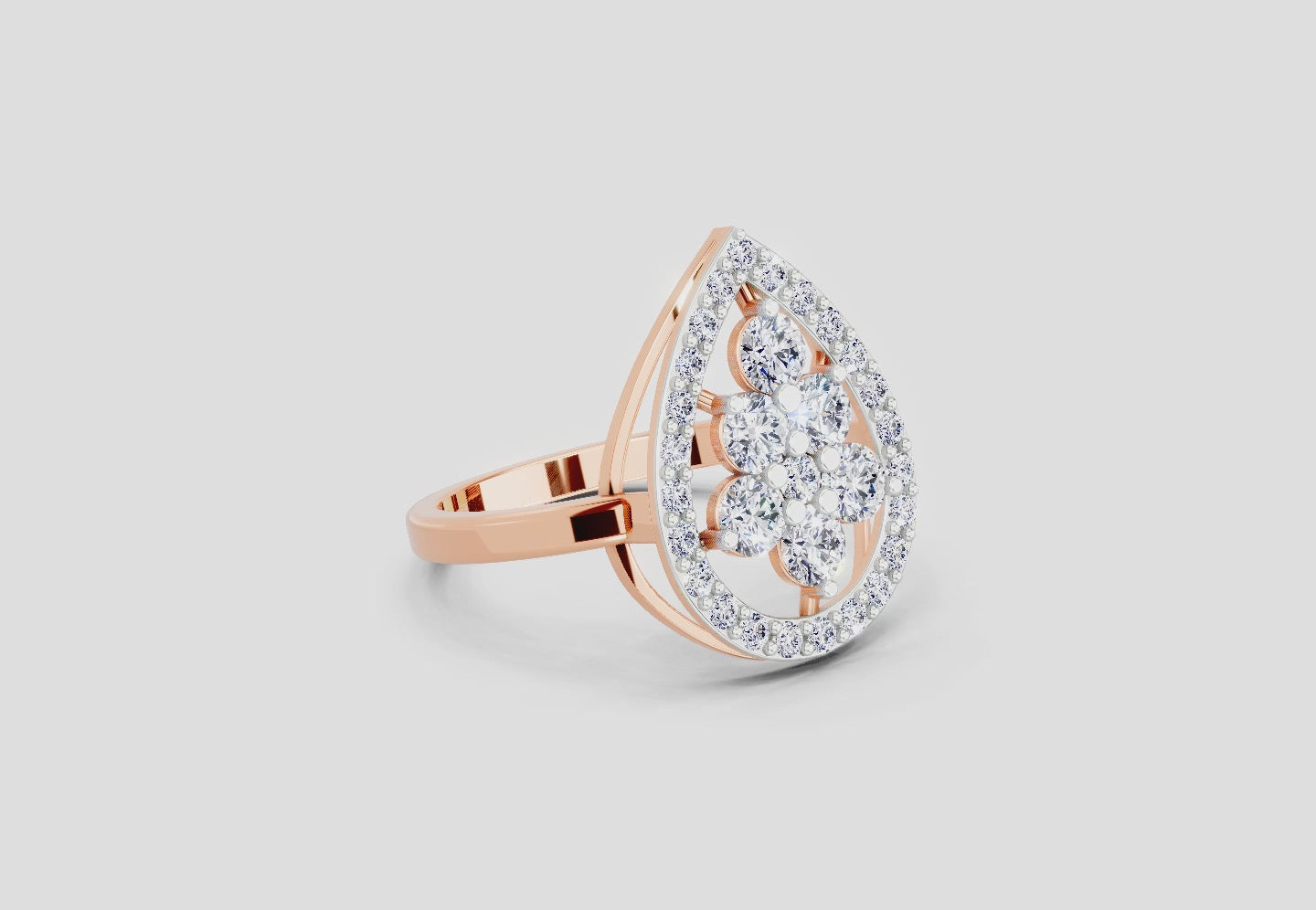1.01 CT Round Cluster Diamond Ring | 14K Rose Gold