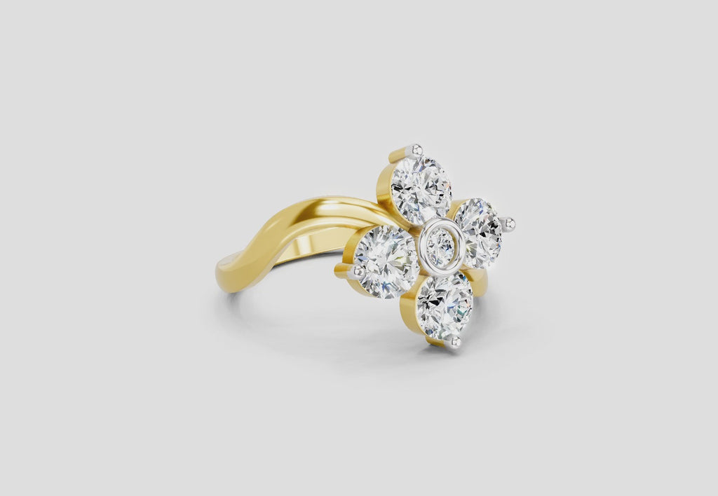 1.63 Ct Round Four Stone Ring | 14K Yellow Gold