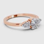 0.60 Carat Three-Stone Oval & Pear Diamond Engagement Ring | 14K Rose Gold