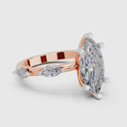 3.6 Ct Marquise Shape Solitaire Diamond Ring| 14K Rose Gold