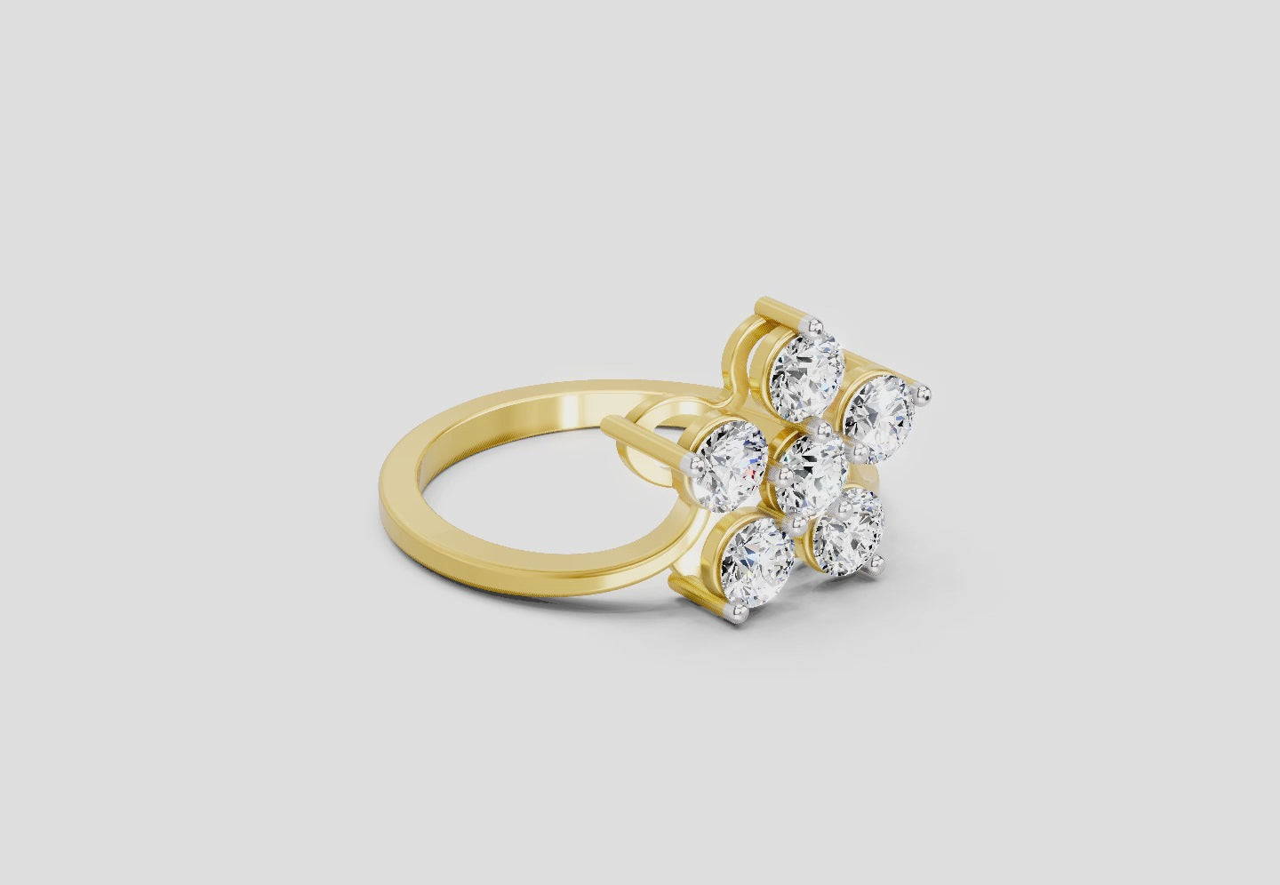 0.81 Ct Round Shape Diamond Flower Ring | 14K Yellow Gold