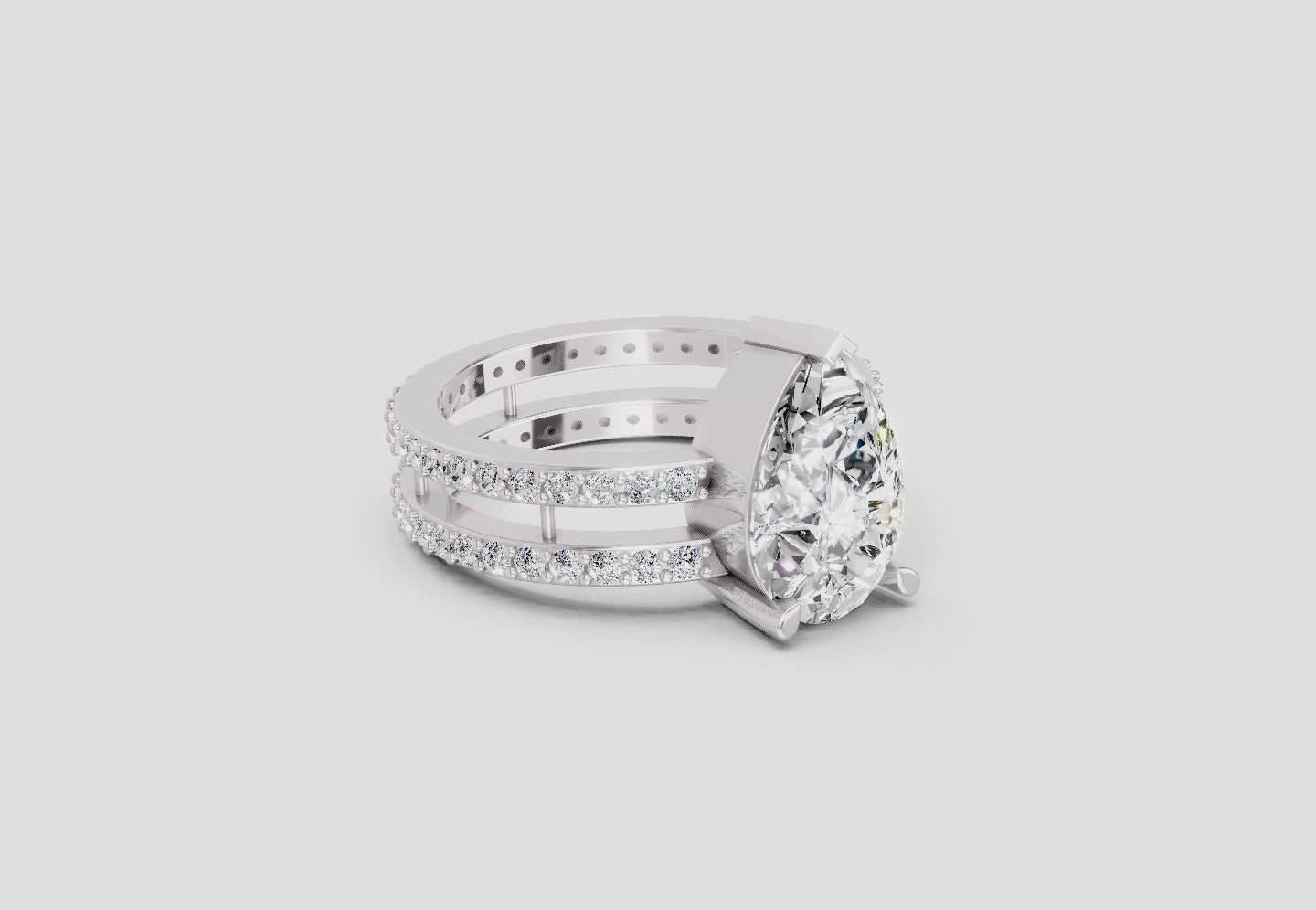 3.98 Ct Pear Shape Diamond Engagement Ring | 14K Yellow Gold