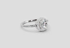 0.97 Ct Round Halo Engagement Ring | 14K White Gold