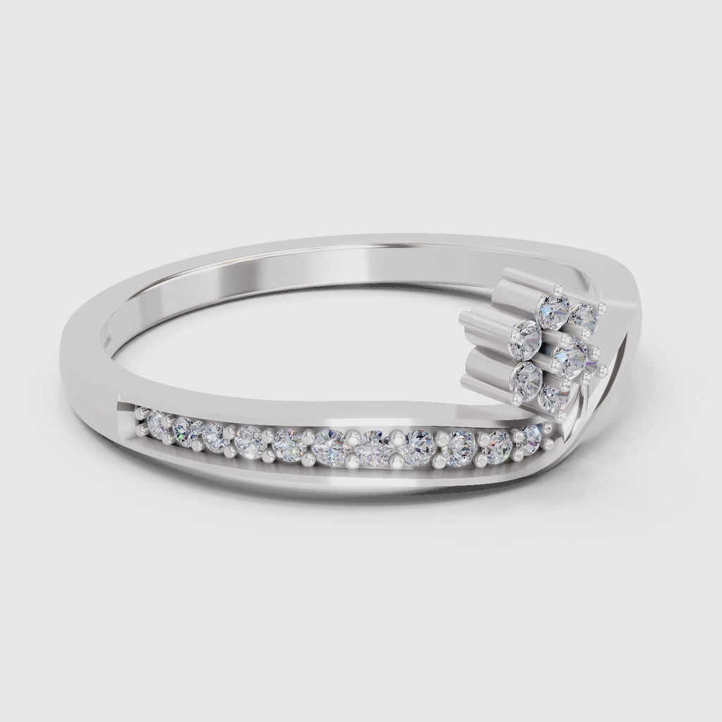 0.11 Carat Round Shape Floral Engagement Ring | 14K White Gold
