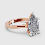 4 Ct Pear Shape Solitaire Diamond Ring| 14K Rose Gold