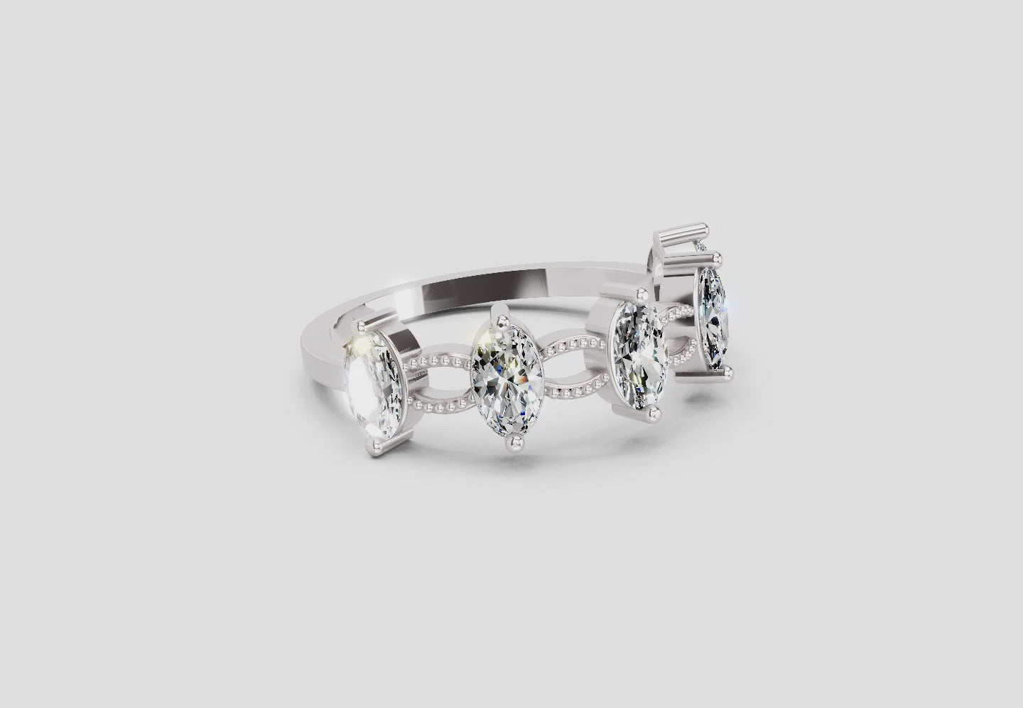 1.10 Ct Oval Shape Diamond Band Ring | 14K White Gold
