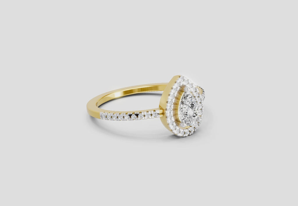 0.61 Ct Pear Cut Halo | 14K Yellow Gold