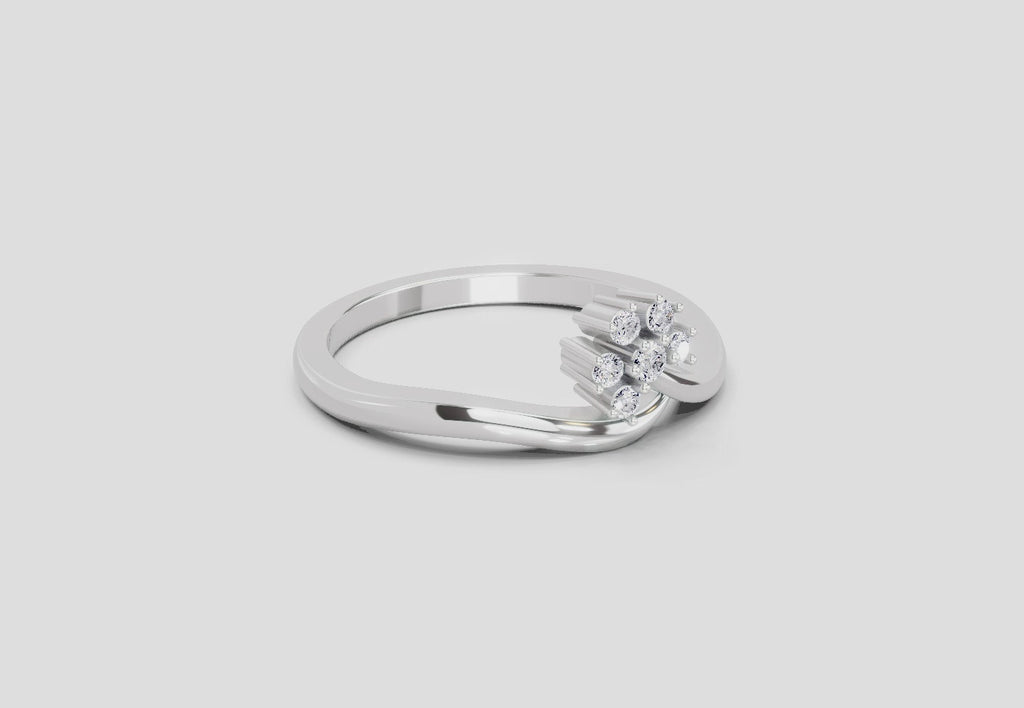 0.11 Ct Round Shape Diamond Ring  14K White Gold
