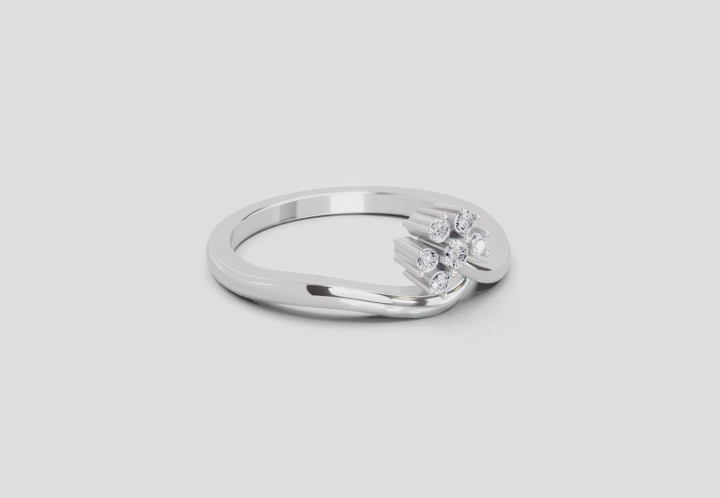 0.11 Ct Round Shape Diamond Ring  14K White Gold