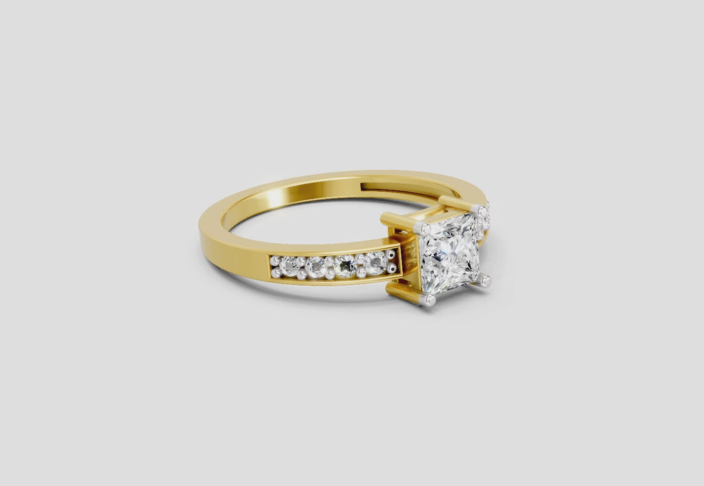 0.94 Ct Princess Solitaire 14K Yellow Gold