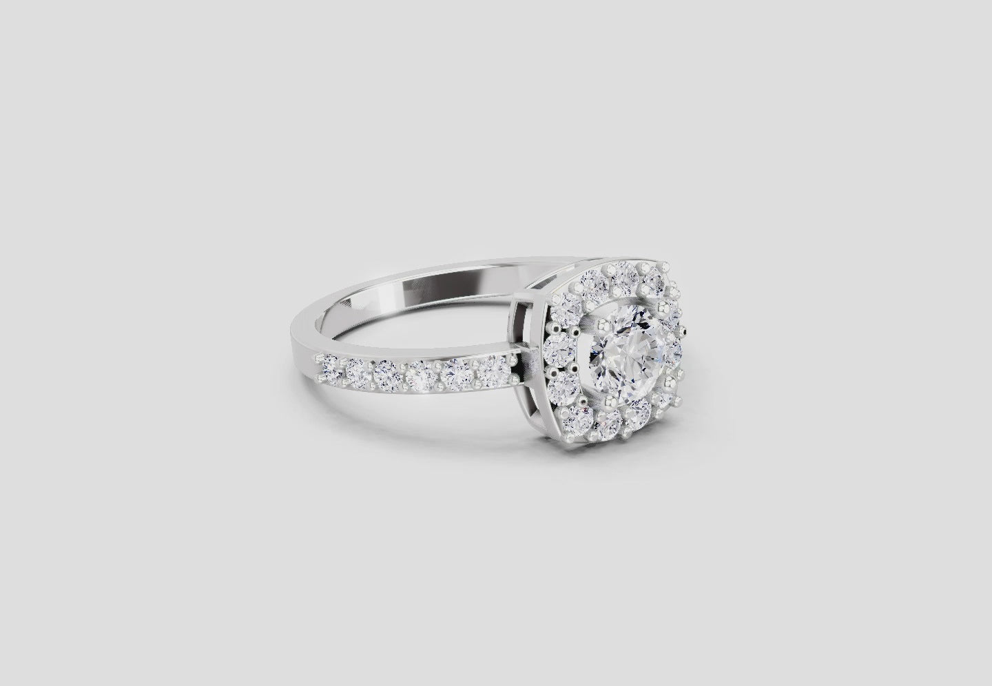1 Ct Round Halo Ring | 14K White Gold