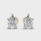 0.46 Ct  Pear Shape Solitaire Diamond Stud Earrings | 14K Rose Gold